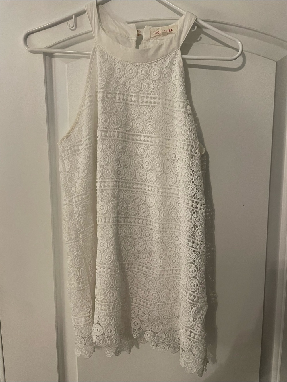 Solitaire White Lace Halter Tank
